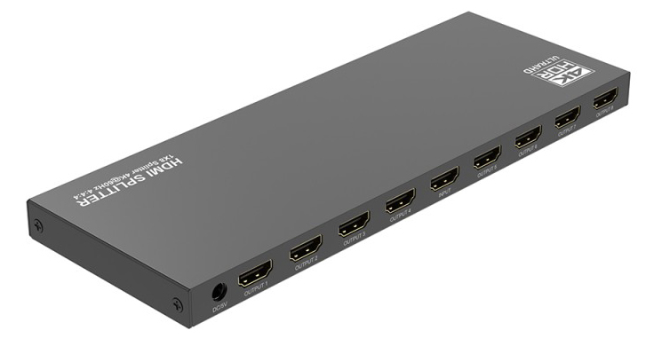 4K60Hz HDR対応ダウンスケール機能搭載HDMI 1入力8出力分配器