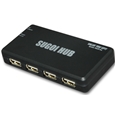 SUGOI HUB4Xシリーズ ブラック アダプタ付 電力供給安定型