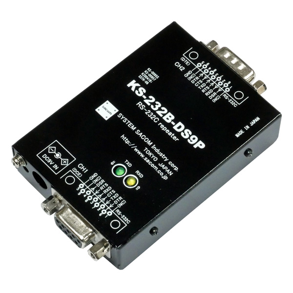 RS232C中継器 Dsub9ピンタイプ（ACアダプタ仕様） Dsub9P（メス）⇔Dsub9P（オス）