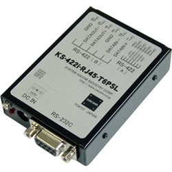 RS232C⇔RS422変換器（ACアダプタ仕様）【絶縁タイプ】 Dsub9P（メス/インチ）⇔RJ45、端子台6P（スクリューレス）