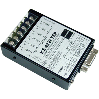 RS232C⇔RS422変換器（ACアダプタ仕様）【絶縁タイプ】 Dsub9P（メス/インチ）⇔端子台6P（M3ネジ）