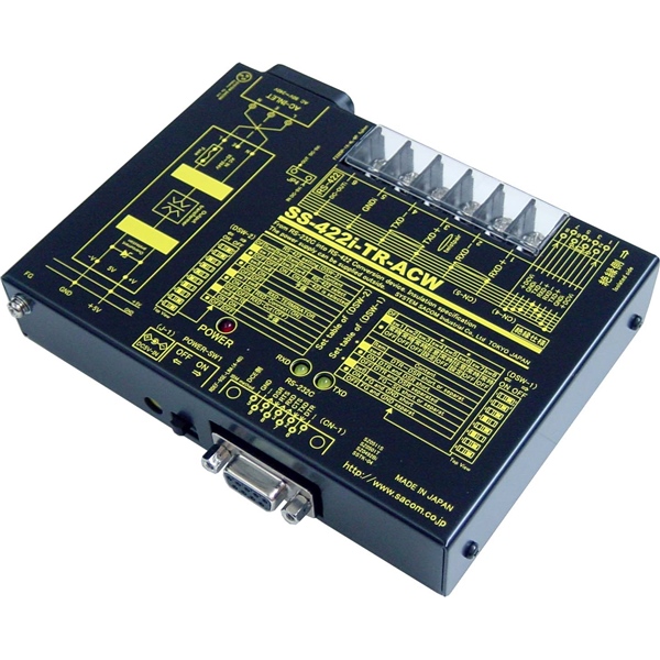 RS232C⇔RS422変換器（AC90-240V仕様）【絶縁タイプ】【作業性の高いM4ネジ端子台】 Dsub9P（メス/インチ）⇔端子台6P（M4ネジ）/RJ45