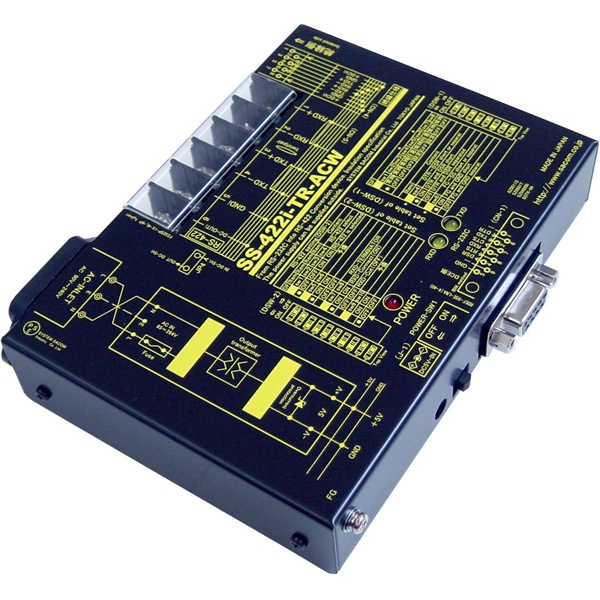 RS232C⇔RS422変換器（AC90-240V仕様）【絶縁タイプ】【作業性の高いM4ネジ端子台】 Dsub9P（メス/インチ）⇔端子台6P（M4ネジ）/RJ45