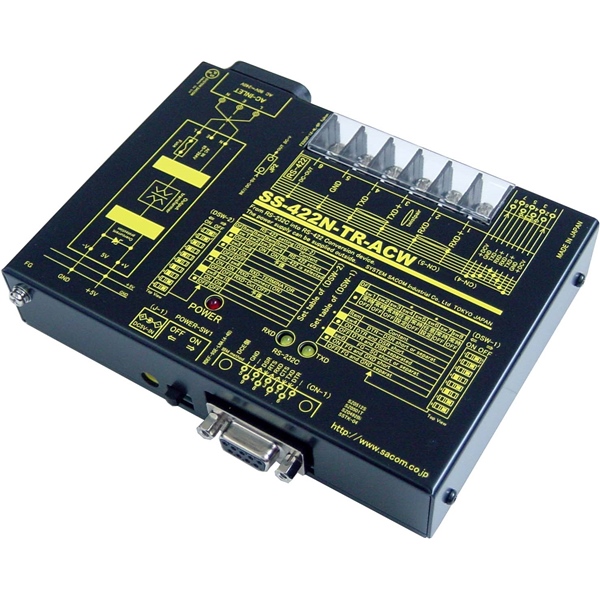 RS232C⇔RS422変換器（AC90-240V仕様）【作業性の高いM4ネジ】 Dsub9P（メス/インチ）⇔端子台6P（M4ネジ）/RJ45