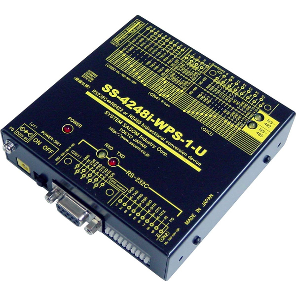 RS232C⇔RS422&485変換器（ACアダプタ仕様）【絶縁タイプ】【1台2役 両側複数コネクタ搭載であらゆる作業環境に対応】 Dsub9P/端子台10P⇔Dsub15P/端子台10P/RJ45