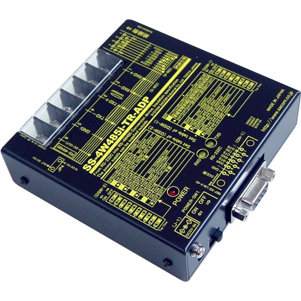 RS232C⇔4線式RS485変換器 （ACアダプタ仕様）【絶縁タイプ】【作業性の高いM4ネジ端子台】 Dsub9P(メス/インチ）⇔端子台6P（M4ネジ）/RJ45