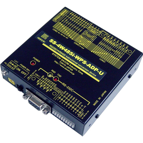 RS-232C⇔4線式RS-485変換器（ACアダプタ仕様）【絶縁タイプ】【両側複数コネクタ搭載で多様な作業環境に対応】Dsub9P/端子台10P⇔Dsub15P/端子台10P/RJ45