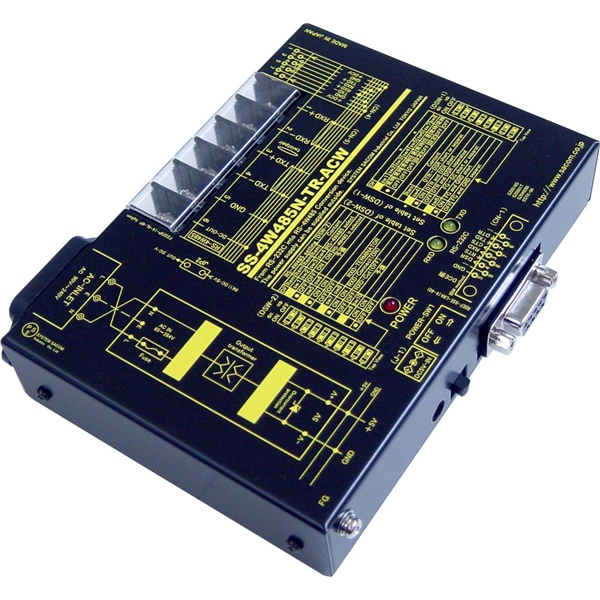 RS232C⇔4線式RS485変換器 （AC90～240V仕様）【作業性の高いM4ネジ端子台】 Dsub9P(メス/インチ）⇔端子台6P（M4ネジ）/RJ45