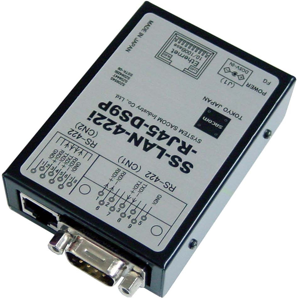 LAN⇔RS422変換器（ACアダプタ仕様）【絶縁タイプ】【接続が容易で結線ミスもないDsub9ピンコネクタ小型変換器】RJ45⇔Dsub9P（オス/インチ）/RJ45