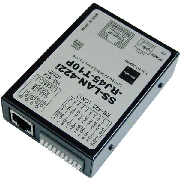 LAN⇔RS422変換器（ACアダプタ仕様）【絶縁タイプ】【ドライバー不要！スクリューレス端子台小型変換器】RJ45⇔端子台10P（スクリューレス）/RJ45