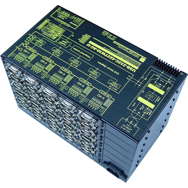 USB（VCOM）/RS232C⇔RS422変換1：30分配⇔30：1統合器【絶縁タイプ】（AC90-250V仕様）【5ポート単位で増設可能】USB/Dsub9P（メス/インチ）⇔Dsub9P（オス/インチ）X30