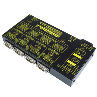 USB(VCOM)⇔4ポートRS232C変換器(AC90-240V/USBバスパワー仕様)【1本のUSB接続で4ポートのRS232C】USB⇔Dsub9P(オス/インチ)x4