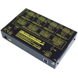 USB（VCOM）⇔4ポートRS232C変換器（ACアダプター/USBバスパワー仕様）【1本のUSB接続で4ポートのRS232C】USB⇔Dsub9P（オス/インチ）x4
