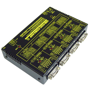 USB(VCOM)⇔4ポートRS232C変換器(ACアダプター/USBバスパワー仕様)【1本のUSB接続で4ポートのRS232C】USB⇔Dsub9P(オス/インチ)x4