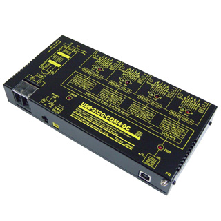 USB（VCOM）⇔4ポートRS232C変換器（DC10-32V/USBバスパワー仕様）【1本のUSB接続で4ポートのRS232C】USB⇔Dsub9P（オス/インチ）x4