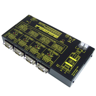 USB（VCOM）⇔4ポートRS232C変換器（DC10-32V/USBバスパワー仕様）【1本のUSB接続で4ポートのRS232C】USB⇔Dsub9P（オス/インチ）x4