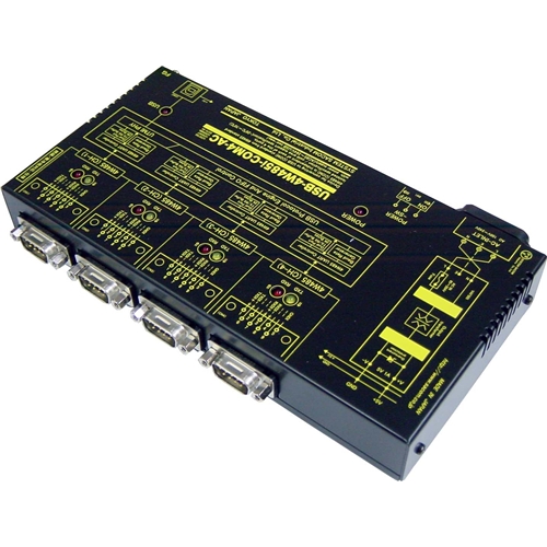 USB（VCOM）⇔4ポート4線式RS485変換器（AC90-240V/USBバスパワー）【絶縁タイプ】【1本のUSB接続で4ポートの4線式RS485】USB⇔Dsub9P(オス/インチ）