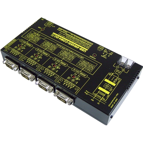 USB（VCOM）⇔4ポート4線式RS485変換器（DC10-32V/USBバスパワー）【絶縁タイプ】【1本のUSB接続で4ポートの4線式RS485】USB⇔Dsub9P(オス/インチ）