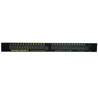 【USB3.0対応】【19インチラック（1U）対応】大容量外部供給電源搭載（1ポート当たり2A/合計32A）業務用14ポート2系統構成（計28ポート）USB-HUB（AC90～260V仕様）