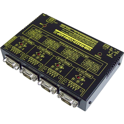 USB（VCOM）⇔4ポートRS422変換器（ACアダプタ/USBバスパワー仕様）【絶縁タイプ】【1本のUSB接続で4ポートのRS422】USB⇔Dsub9P（オス/インチ）×4