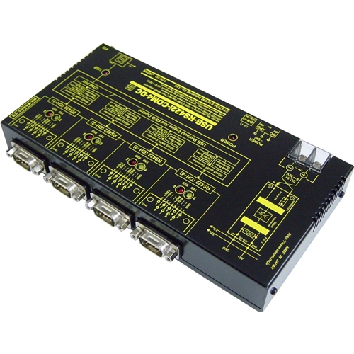 USB（VCOM）⇔4ポートRS422変換器（DC10-32V/USBバスパワー仕様）【絶縁タイプ】【1本のUSB接続で4ポートのRS422】USB⇔Dsub9P（オス/インチ）×4