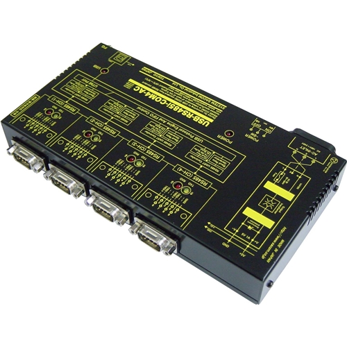 USB（VCOM）⇔4ポートRS485変換器（AC90-240V/USBバスパワー仕様）【絶縁タイプ】【1本のUSB接続で4ポートのRS422】USB⇔Dsub9P（オス/インチ）×4