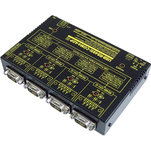 USB（VCOM）⇔4ポートRS485変換器（ACアダプタ/USBバスパワー仕様）【絶縁タイプ】【1本のUSB接続で4ポートのRS422】USB⇔Dsub9P（オス/インチ）×4
