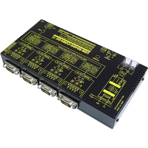 USB（VCOM）⇔4ポートRS485変換器（DC10-32V/USBバスパワー仕様）【絶縁タイプ】【1本のUSB接続で4ポートのRS422】USB⇔Dsub9P（オス/インチ）×4