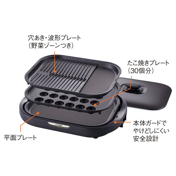 ホットプレート <これ1台> プレート3枚タイプ ブラウン