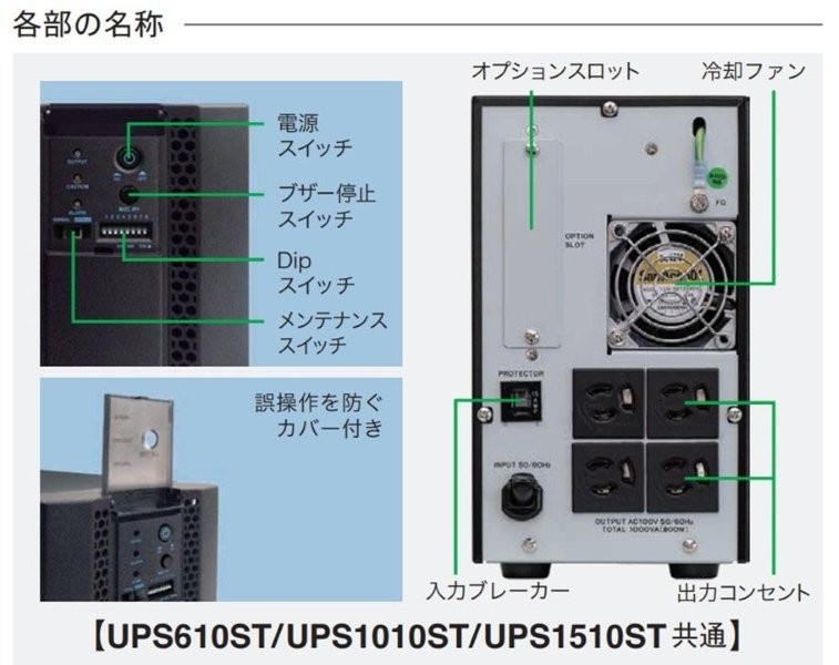 常時インバータ方式 UPS1010ST 無償保証延長サービス6年付