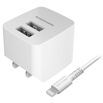 コンセントチャージャー 2.4A Lightning 1m ホワイト