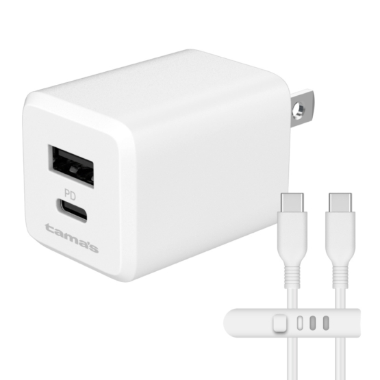 PD30W コンセントチャージャー C＋A C to Cケーブル付き ホワイト