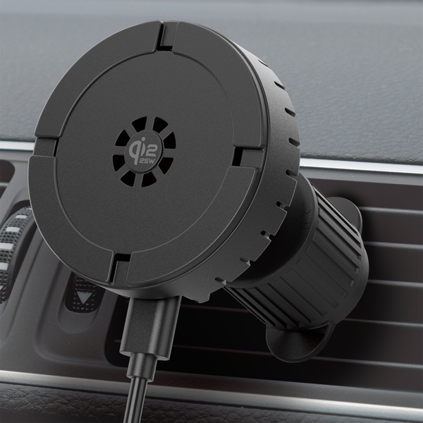 Qi2.2 ワイヤレス車載充電器 エアコンルーバー ブラック