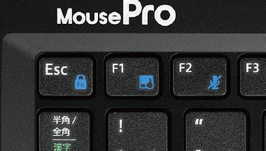 Fnキー+ F2キーでマイクミュートを行える(右)。