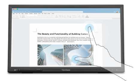 �ő�10�̐ڐG�_�����o�ł���ԊO���^�b�`�X�N���[���𓋍ځB�^�b�v�A�s���`�A�X���C�v�̂��тɒ����I�ȃ}���`�^�b�`�̌���񋟂���B